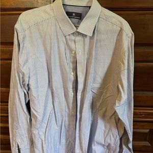 Harry Schaffner Marx Blue & White Striped Men's Dress Shirt